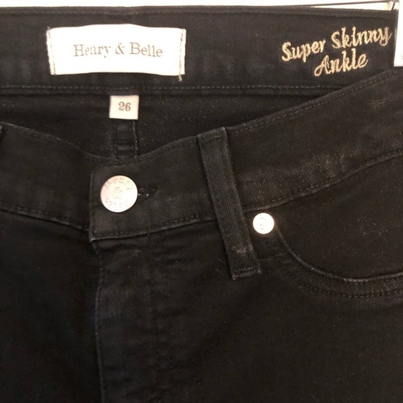 Henry And Belle Super Skinny Ankle Jeans Black~Size 26 - Picture 6 of 8